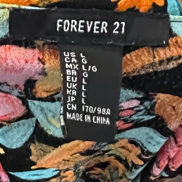 Forever 21 Floral Off Shoulder Fit and Flare Mini Dress Black Multicolor Flowers - Picture 5 of 5